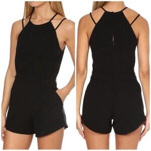 IRO Women’s Farn Crepe Double Strap Romper Pockets Black Sz 40 US Sz 8